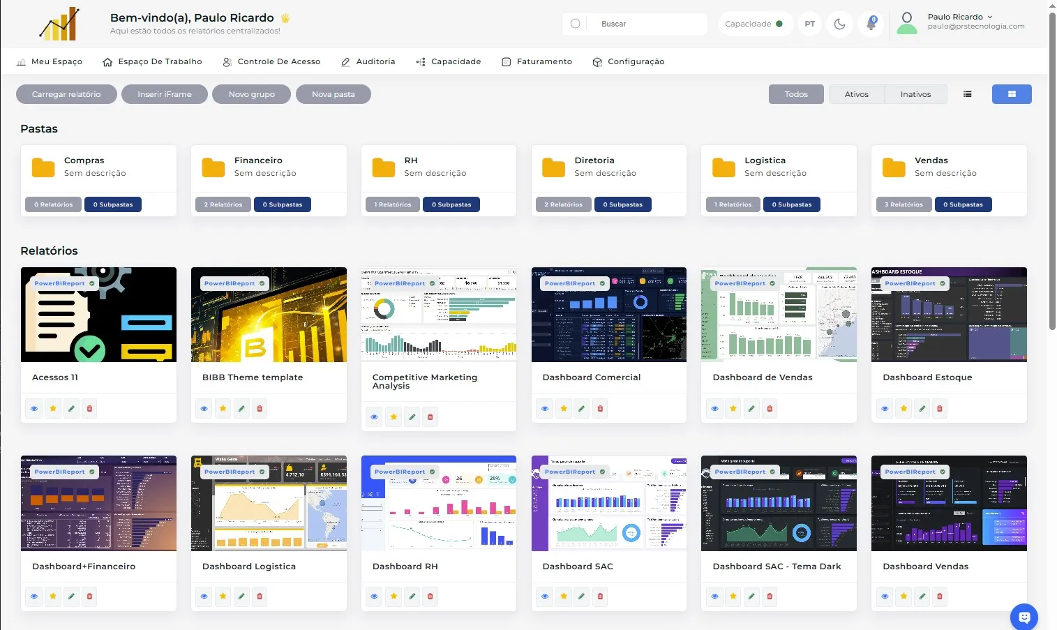 Dashboard Analítico Portal Embed BI